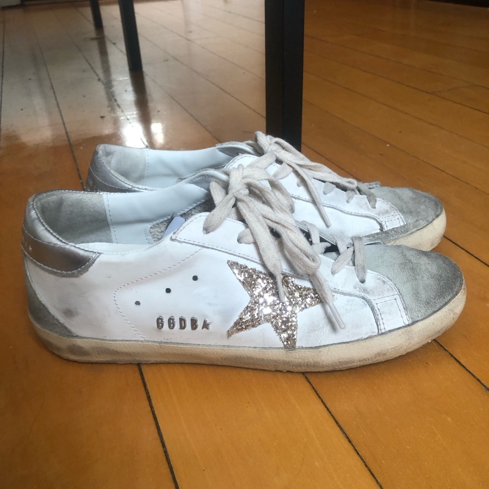 Golden Goose White Sneakers with Gold Star